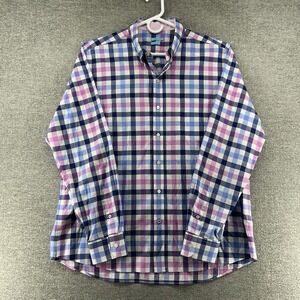 J McLaughlin Modern Fit Shirt Men Size XL Red Blue Plaid Casual Long Sleeve